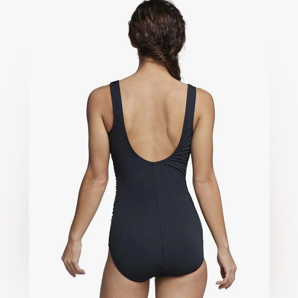 Speedo Endurance Plus Shirred Front One Piece Swimsuit Black Size 8 Power Mesh - Picture 8 of 12
